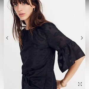 Madewell Butterfly-Jacquard Ruffle Top  SIZE MEDIUM